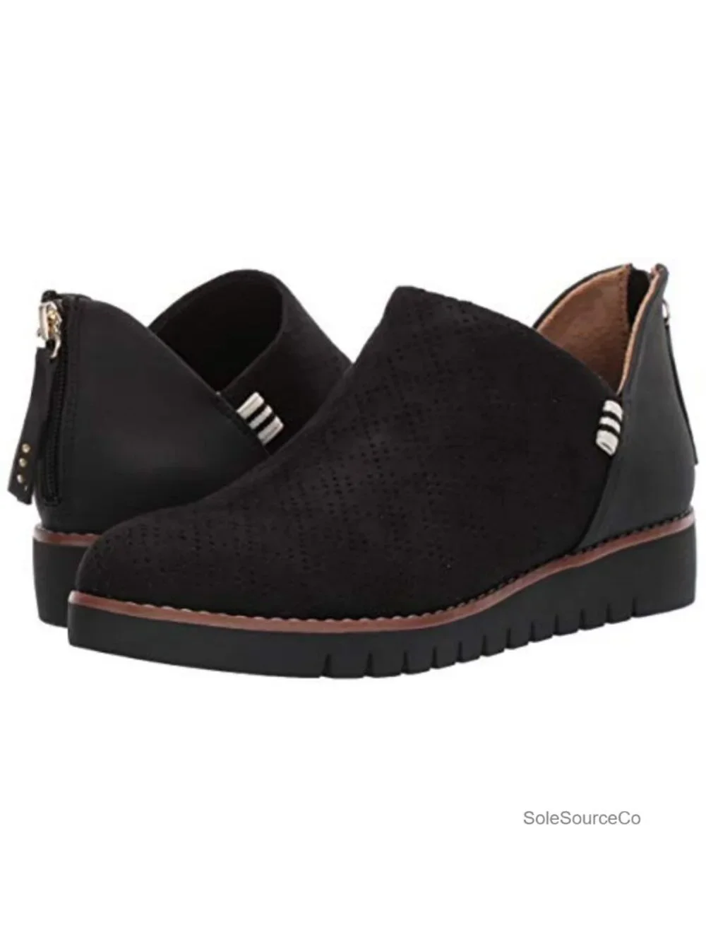 Womens Microfiber Ankle Bootie Slip On Zip Perforated Comfort Shoe